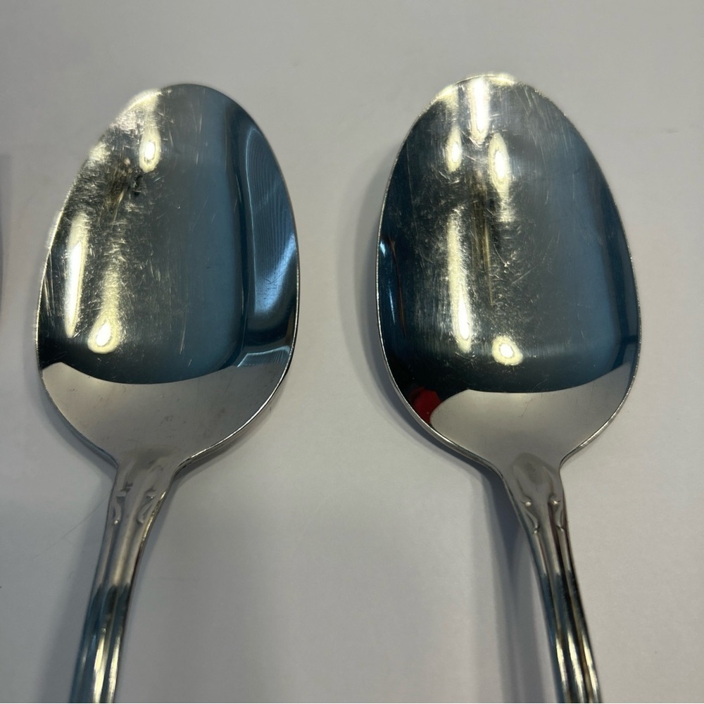 Oneida Arbor Rose Stainless 3 piece serving Spoons And Meat Fork CANADA - Picture 4 of 6